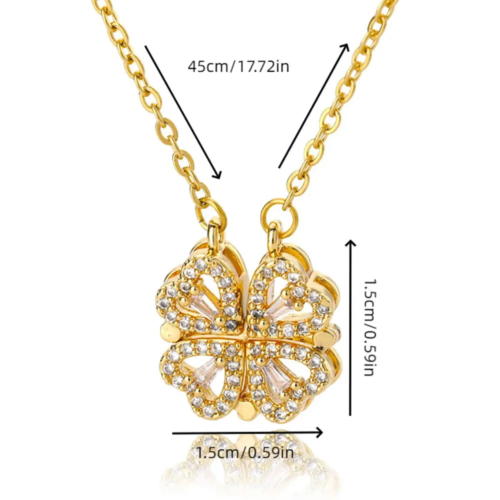 Szczęśliwy Magnetyczny Naszyjnik z Czterema Sercami